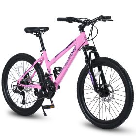 S26103 26 inch Mountain Bike for Teenagers Girls Women, Shimano 21 Speeds with Dual Disc Brakes and 100mm Front Suspension, White/Pink