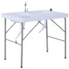 Outsunny Folding Camping Table with Faucet and Dual Water Basins, Outdoor Fish Table Sink Station, for Picnic, Fishing, 40''