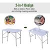 Outsunny Folding Camping Table with Faucet and Dual Water Basins, Outdoor Fish Table Sink Station, for Picnic, Fishing, 40''