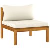 10 Piece Patio Lounge Set with Cream Cushion Solid Acacia Wood