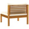 5 Piece Patio Lounge Set with Cream Cushion Solid Acacia Wood