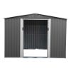 6 x 8 Ft Outdoor Storage Shed, Patio Steel Metal Shed w/Lockable Sliding Doors, Vents, Yard Tool House for Bike Lawnmower,Light Gray