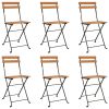 Folding Bistro Chairs 6 pcs Solid Wood Teak and Steel