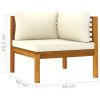 5 Piece Patio Lounge Set with Cream Cushion Solid Acacia Wood