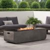 Outdoor Patio Concrete Fire table, Rectangle Gas Burning 56-Inch Fire Pit - 50, 000 BTU, Light Gray + Black