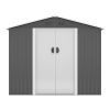 6 x 8 Ft Outdoor Storage Shed, Patio Steel Metal Shed w/Lockable Sliding Doors, Vents, Yard Tool House for Bike Lawnmower,Light Gray