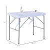 Outsunny Folding Camping Table with Faucet and Dual Water Basins, Outdoor Fish Table Sink Station, for Picnic, Fishing, 40''