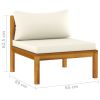 5 Piece Patio Lounge Set with Cream Cushion Solid Acacia Wood