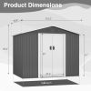 6 x 8 Ft Outdoor Storage Shed, Patio Steel Metal Shed w/Lockable Sliding Doors, Vents, Yard Tool House for Bike Lawnmower,Light Gray