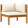 10 Piece Patio Lounge Set with Cream Cushion Solid Acacia Wood