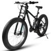 A26309 26 inch Mountain Bike,Full-Suspension 21 Speeds Drivetrain with Disc-Brake MTB Bicycle, 26*4" Fat tire Bike for Men or Women.