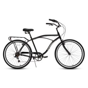 HARMI  Adult Beach Cruiser Bike,7 Speed Bicycles, Multiple Colors,26" Inch Wheels, for Men and Women (Color: Black)