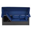 Outdoor Patio Rectangle Daybed with Retractable Canopy, Wicker Furniture Sectional Seating with Washable Cushions, Backyard, Porch